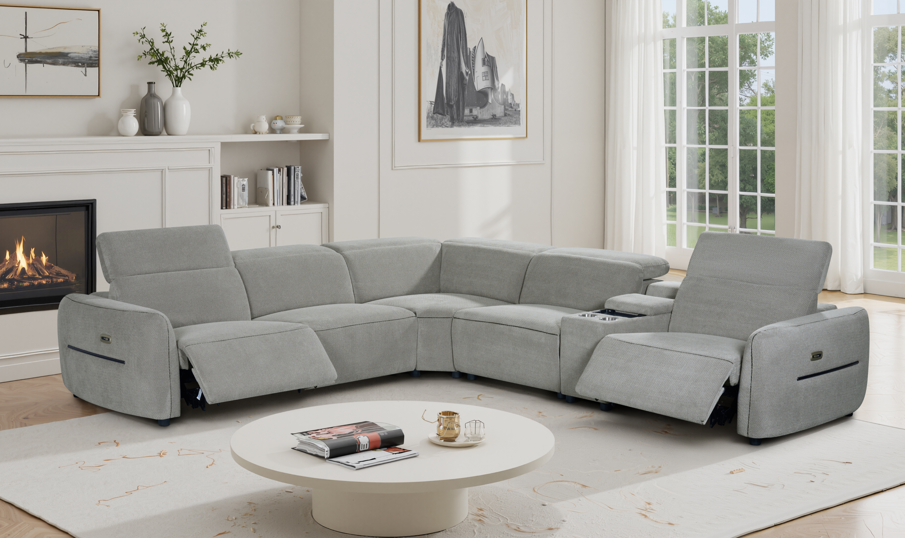 Klaussner Zenith 6pc Power Motion Reclining Sectional Sofa