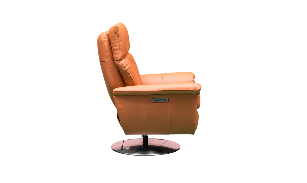 Klaussner Alessandro Double Power Recliner Leather Swivel Chair with Cushion Arms-Jennifer Furniture