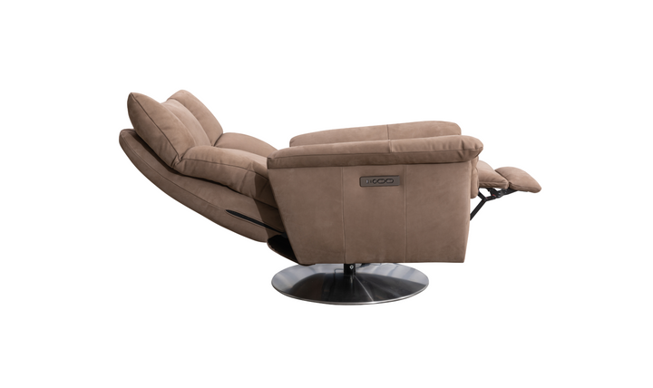 Klaussner Alessandro Double Power Recliner Leather Swivel Chair with Cushion Arms-Jennifer Furniture