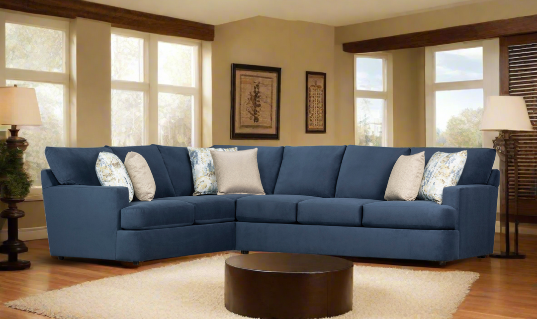 Klaussner Oliver 2-Piece L-Shaped Fabric Sectional Sofa in Blue