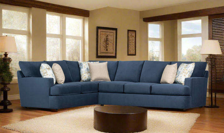 Klaussner Oliver 2-Piece L-Shaped Fabric Sectional Sofa in Blue