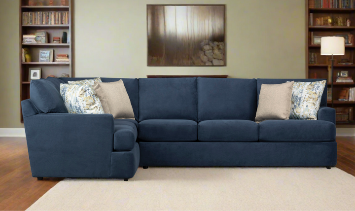Klaussner Oliver 2-Piece L-Shaped Fabric Sectional Sofa in Blue