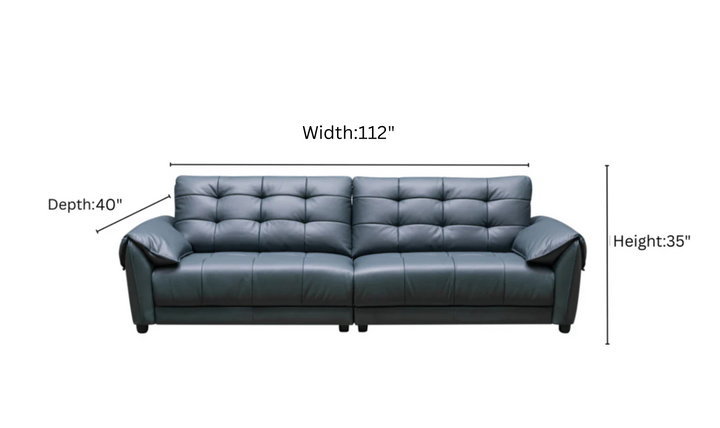 Klaussner Divano 2-seater Blue Leather Sofa with Plush Back Support