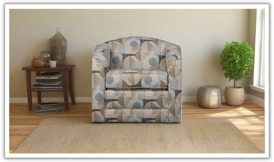 Klaussner Jasper Fabric Swivel Chair with Tight Back Design