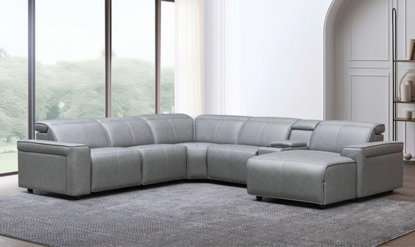 Klaussner Leonardo 6 Piece Fabric Power Recliner Sectional with Storage