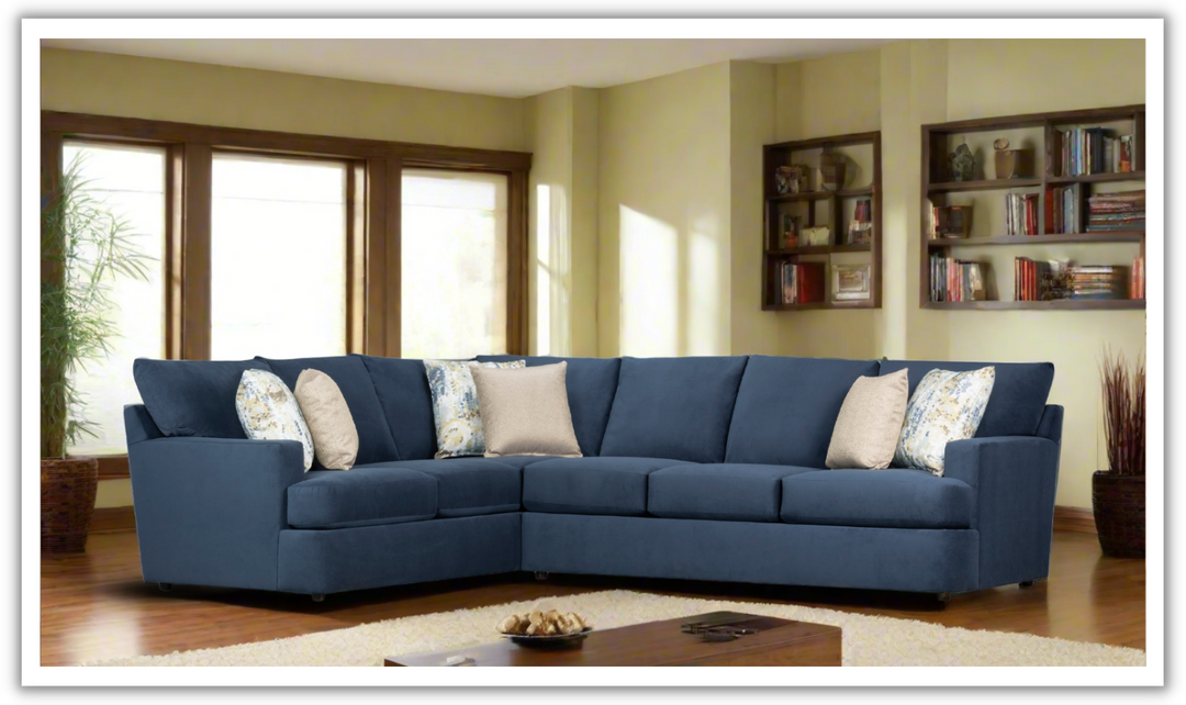 Klaussner Oliver 2-Piece L-Shaped Fabric Sectional Sofa in Blue