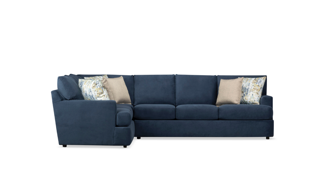 Klaussner Oliver 2-Piece L-Shaped Fabric Sectional Sofa in Blue