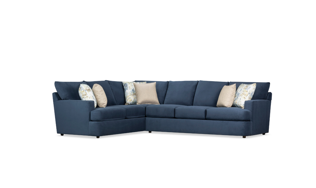 Klaussner Oliver 2-Piece L-Shaped Fabric Sectional Sofa in Blue