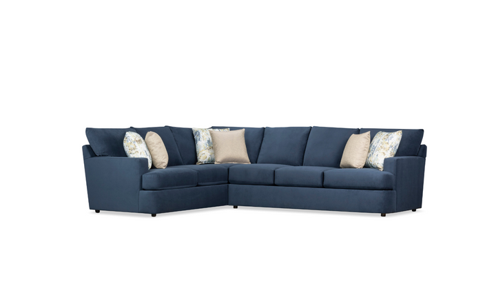 Klaussner Oliver 2-Piece L-Shaped Fabric Sectional Sofa in Blue
