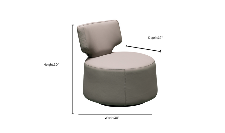 Klaussner Pietra Leather Swivel Chair with Foam Back & Seat Cushion (Brown/Gray)