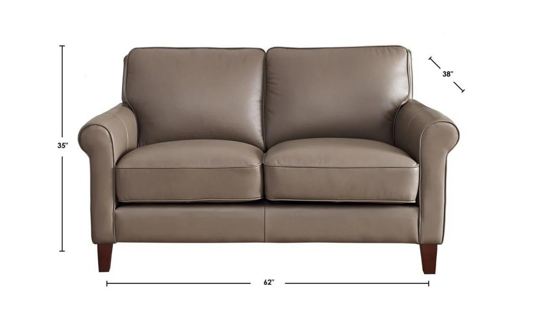Laguna 2-Seater Leather Loveseat With Rolled Arms-Jennifer Furniture