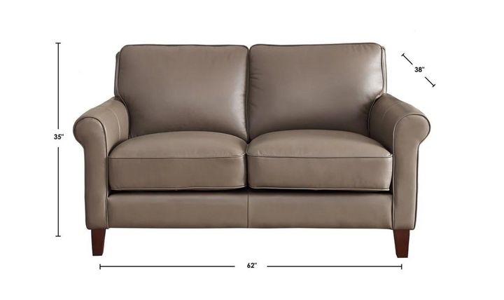 Laguna 2-Seater Leather Loveseat With Rolled Arms-Jennifer Furniture