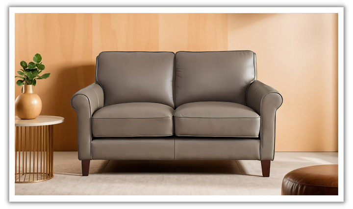 Laguna 2-Seater Leather Loveseat With Rolled Arms-Jennifer Furniture