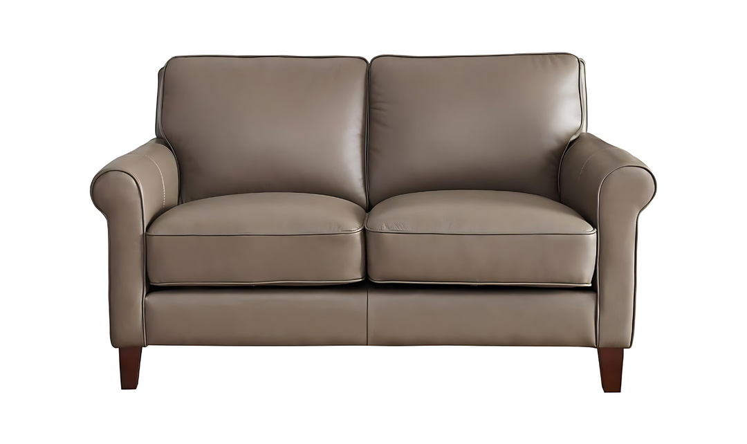 Laguna 2-Seater Leather Loveseat With Rolled Arms-Jennifer Furniture