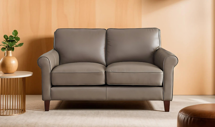 Laguna 2-Seater Leather Loveseat With Rolled Arms-Jennifer Furniture
