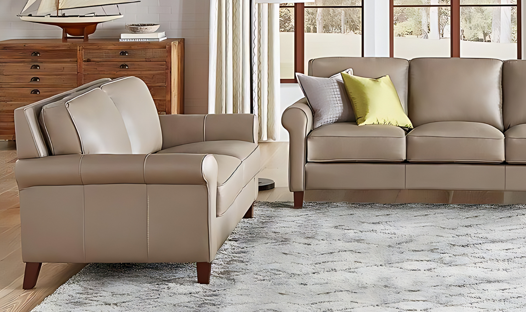 Laguna 2-Seater Leather Loveseat With Rolled Arms-Jennifer Furniture