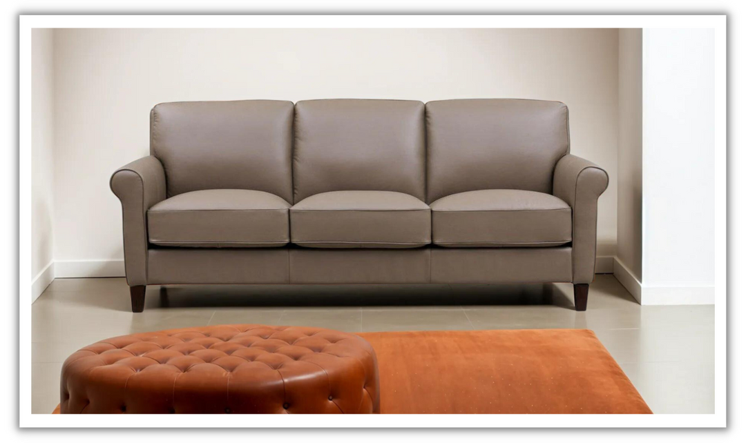 Laguna 3-Seater Leather Sofa With Rolled Arms-Jennifer Furniture