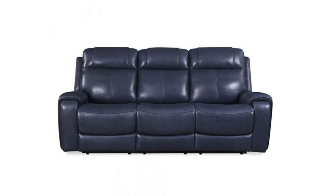 Leather Italia Atlantic 3-Seater Blue Recliner Sofa with Adjustable Footrest