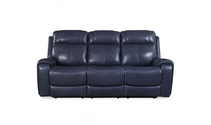 Leather Italia Atlantic 3-Seater Blue Recliner Sofa with Adjustable Footrest