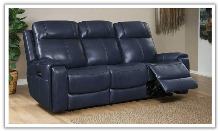 Leather Italia Atlantic 3-Seater Blue Recliner Sofa with Adjustable Footrest-jennifer furniture