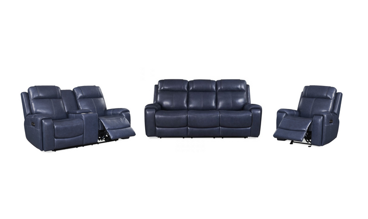 Leather Italia Atlantic Blue Leather Power Reclining Living Room Set-jennifer furniture