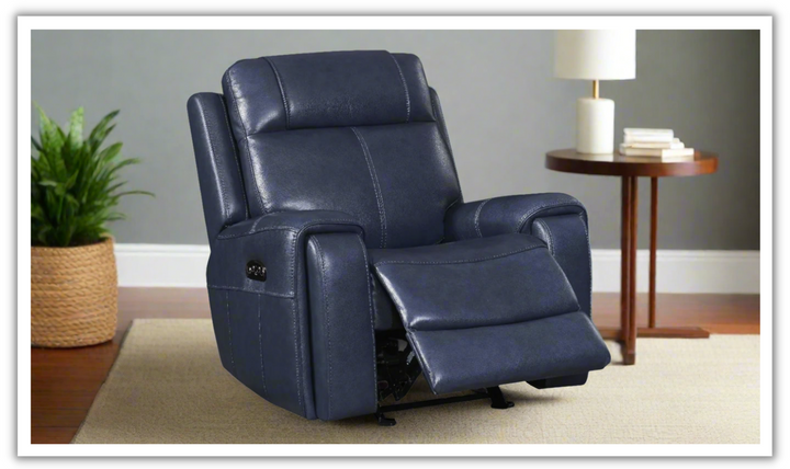 Leather Italia Atlantic Power Reclining Chair in Blue-jennifer furniture