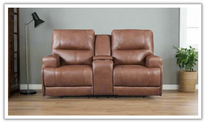 Leather Italia Briemfield Brown Leather Power Reclining Loveseat-jennifer furniture