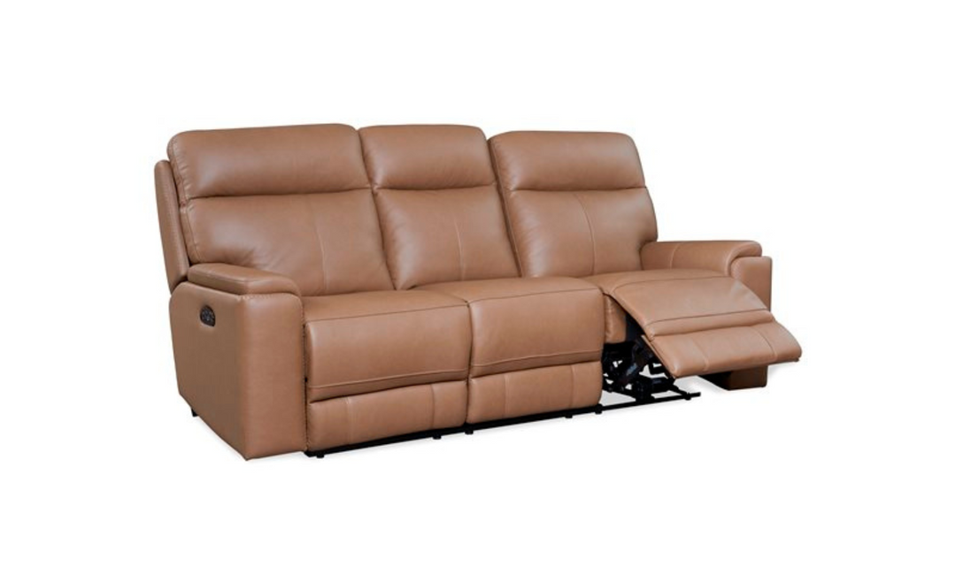 Leather Italia Bryant Taupe Leather Power Reclining Loveseat With Console