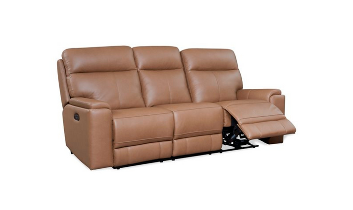 Leather Italia Bryant Taupe Leather Power Reclining Loveseat With Console