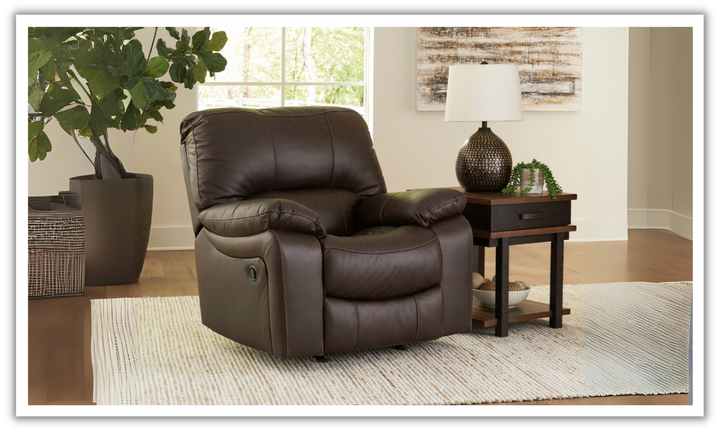 Leesworth Dark Brown Leather Power Recliner Chair-jennifer furniture