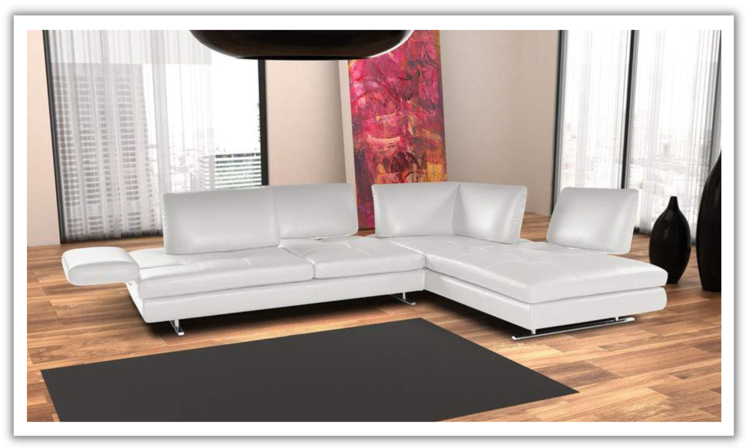 Nicoletti Italia Luna L-Shape Leather Chaise Sectional Sofa in Arctic –  Jennifer Furniture, image size:1479x879