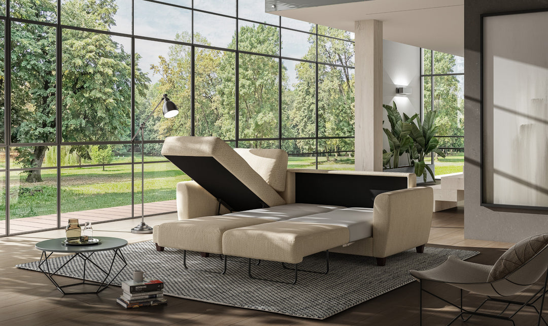 Luonto Harper L-shaped Fabric Sectional Sleeper Sofa-Jennifer Furniture