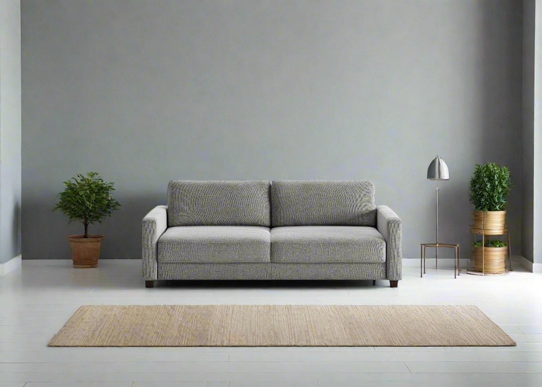 Luonto Hampton Stone Fabric Sleeper Sofa with Foam Mattress-Jennifer Furniture