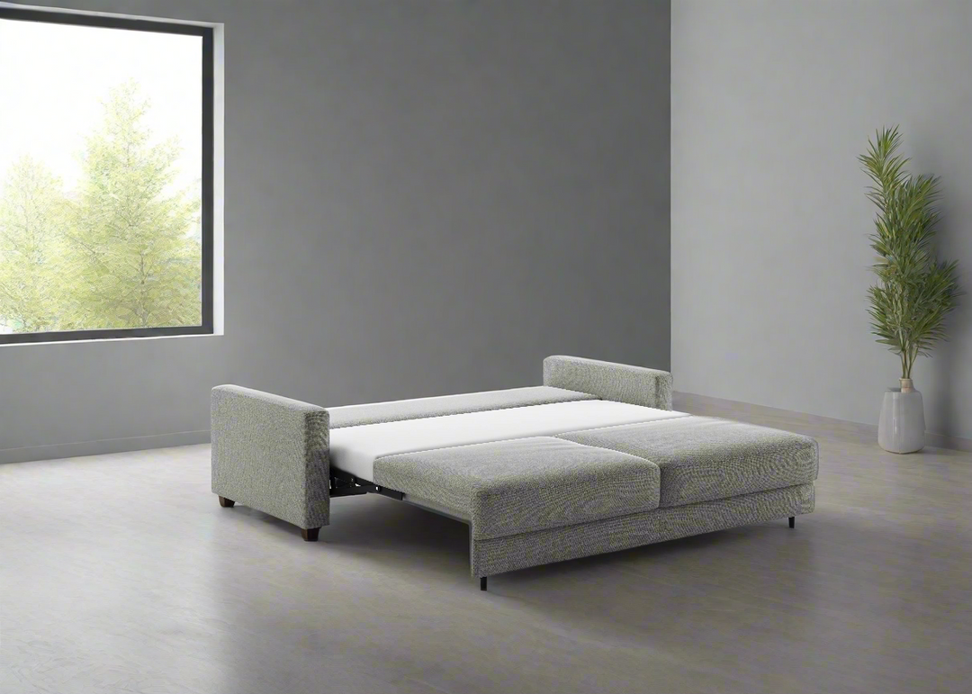 Luonto Hampton Stone Fabric Sleeper Sofa with Foam Mattress-Jennifer Furniture