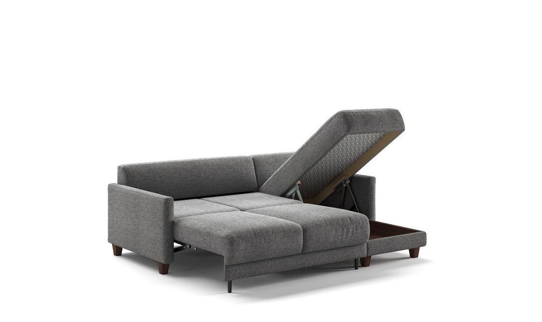 Luonto Martta L-shaped Fabric Full Sectional Sleeper Sofa with Reversible Chaise