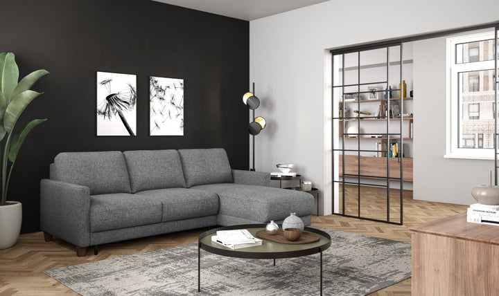 Luonto Martta L-shaped Fabric Full Sectional Sleeper Sofa with Reversible Chaise