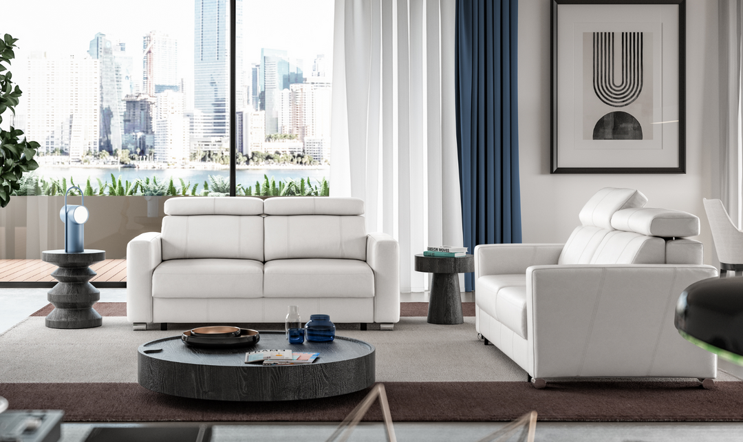 Luonto West Level Leather Loveseat Sleeper with Adjustable Neck Rests-Jennifer Furniture