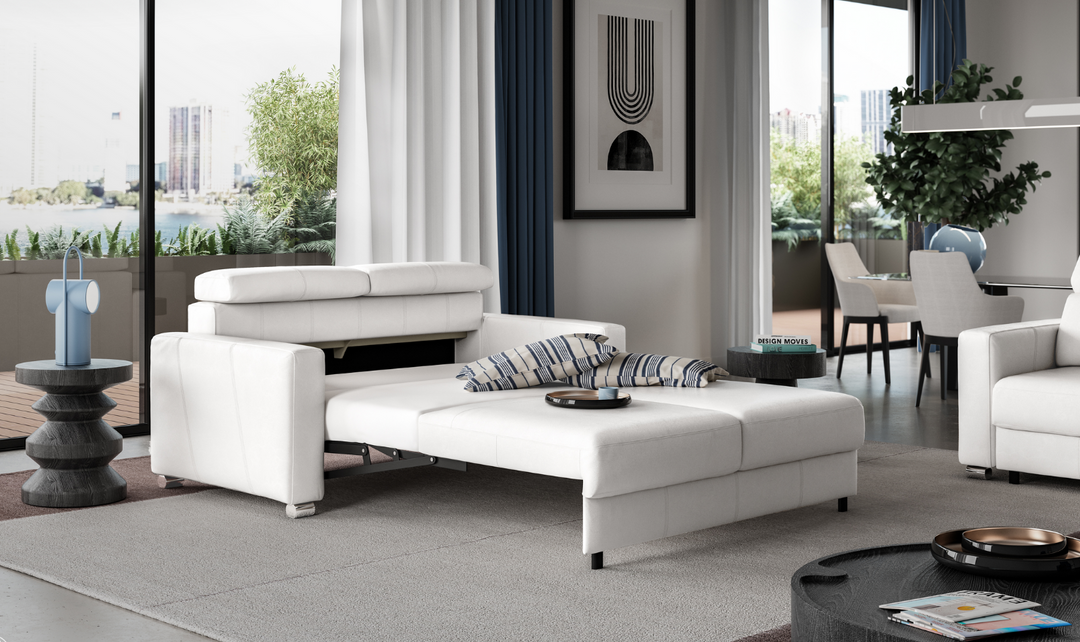 Luonto West Level Leather Loveseat Sleeper with Adjustable Neck Rests-Jennifer Furniture