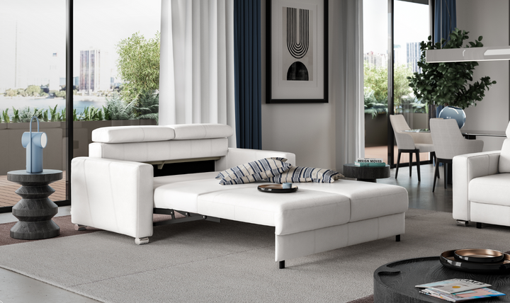 Luonto West Level Leather Loveseat Sleeper with Adjustable Neck Rests-Jennifer Furniture