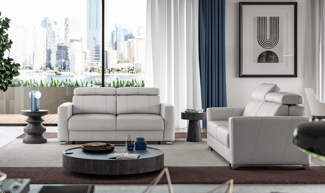 Luonto West Level Leather Loveseat Sleeper with Adjustable Neck Rests-Jennifer Furniture