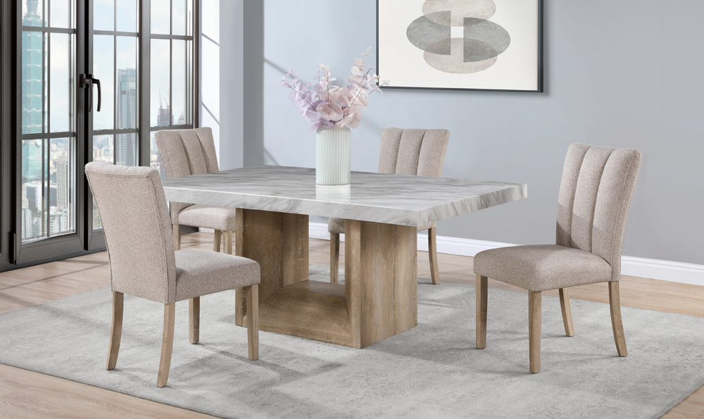 Manhattan Beige Dining Table Set With Natural Finish
