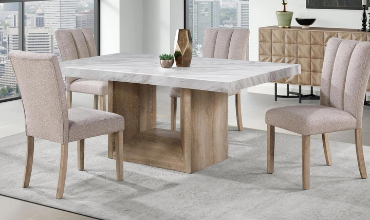 Manhattan Beige Dining Table Set With Natural Finish