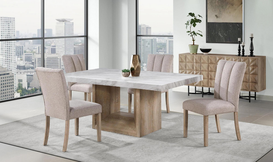 Manhattan Beige Dining Table Set With Natural Finish