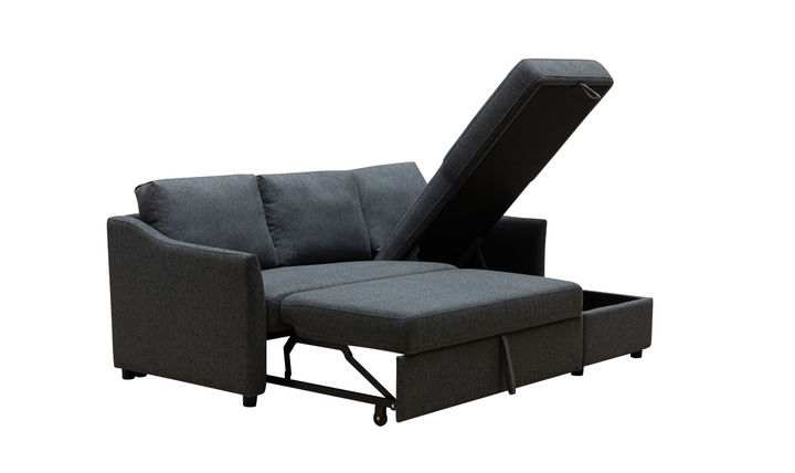 Merax Leather L-Shape Full Sleeper Sectional Sofa with Storage Reversible Chaise