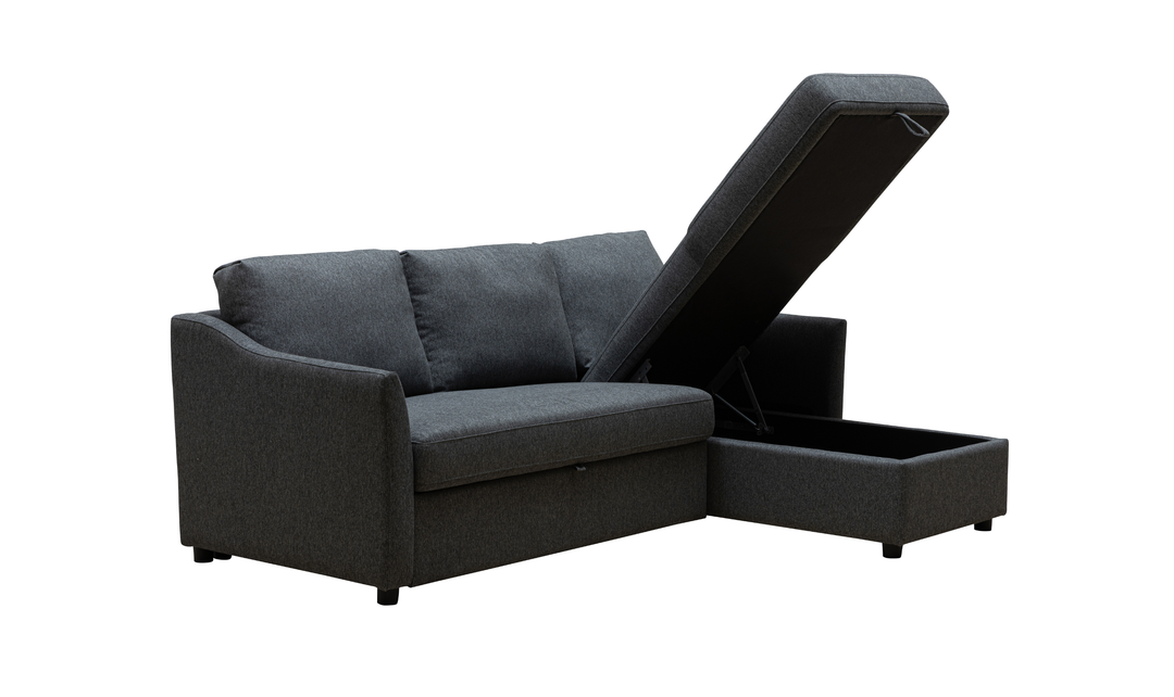 Merax Leather L-Shape Full Sleeper Sectional Sofa with Storage Reversible Chaise