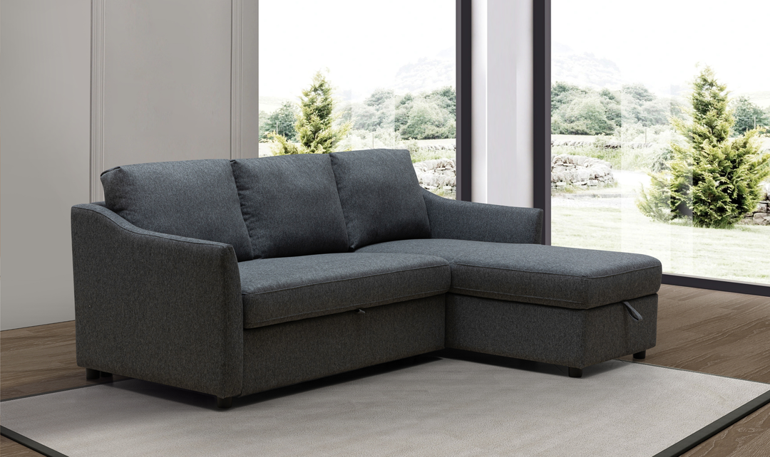 Merax Leather L-Shape Full Sleeper Sectional Sofa with Storage Reversible Chaise