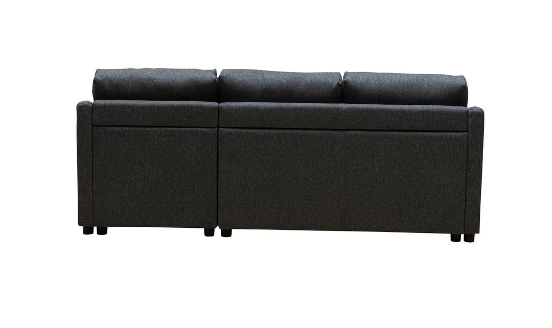 Merax Leather L-Shape Full Sleeper Sectional Sofa with Storage Reversible Chaise