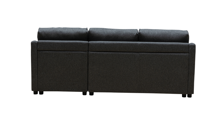 Merax Leather L-Shape Full Sleeper Sectional Sofa with Storage Reversible Chaise