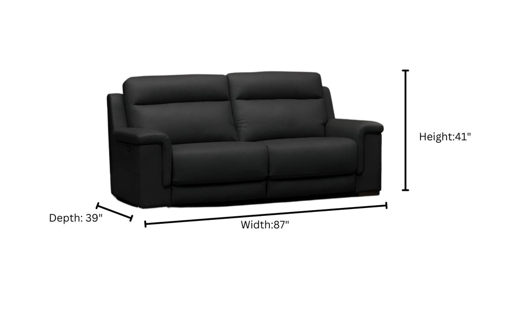 Klaussner Dakota Power Recliner Sofa With USB Port in Black