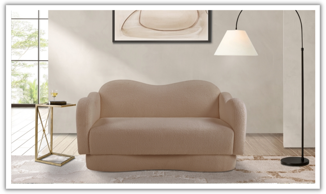 Meridian Furniture Bloom Teddy Fabric Upholstered Loveseat Sofa-Jennifer Furniture